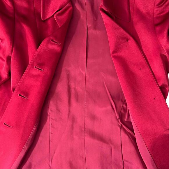 DANA BUCHMAN Womens (8) Ruby Red Silky Satin Blazer Jacket Lined - Picture 8 of 9